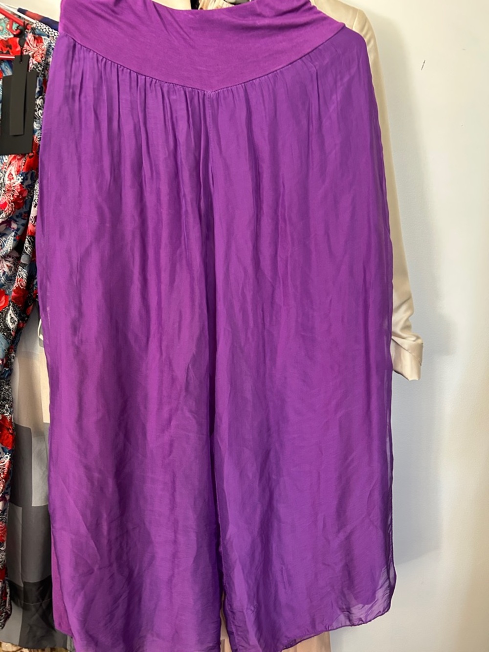 Purple Silk Wide Leg Pants